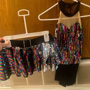 Multi color sequins jazz dance costume